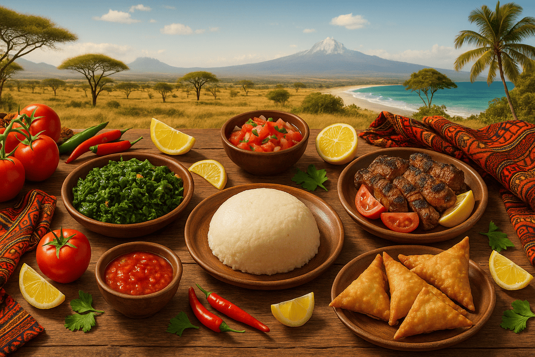 blend of kenya landscapes with kenyan food