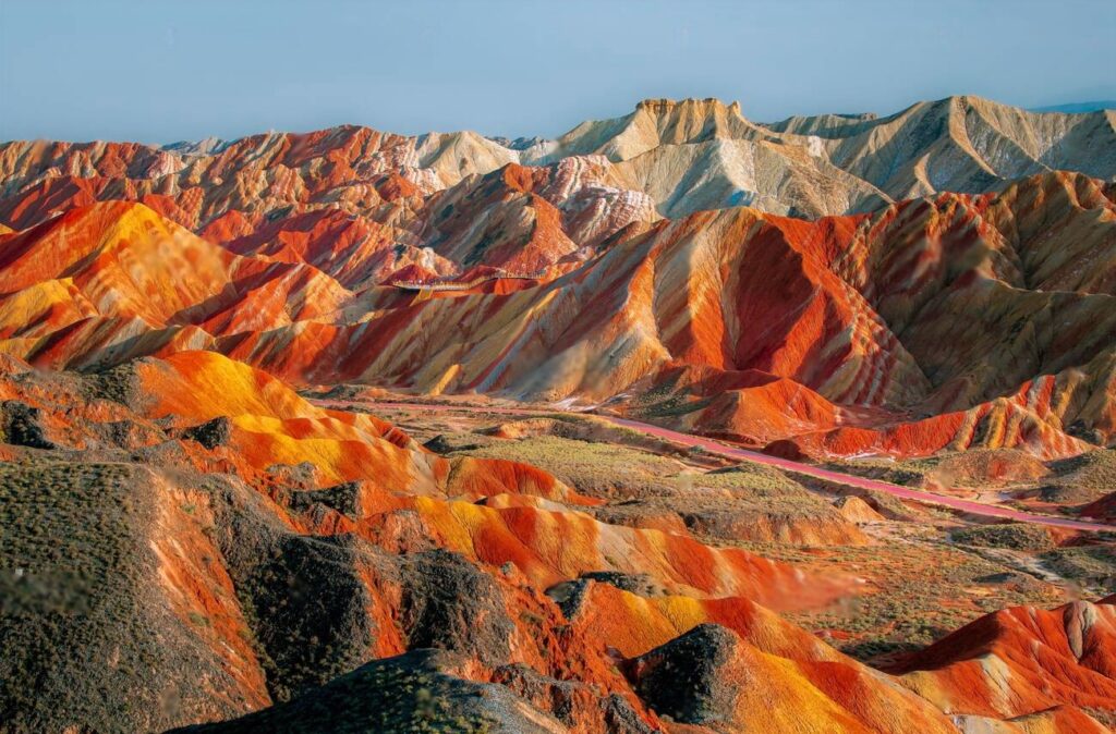 View of rainbow mountain