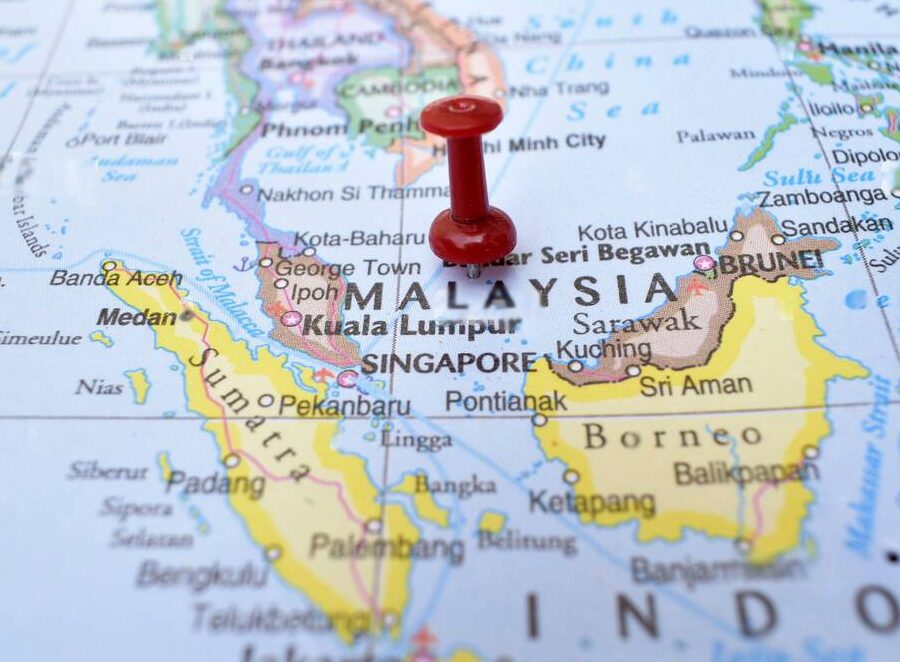 Malaysia pointed on Map