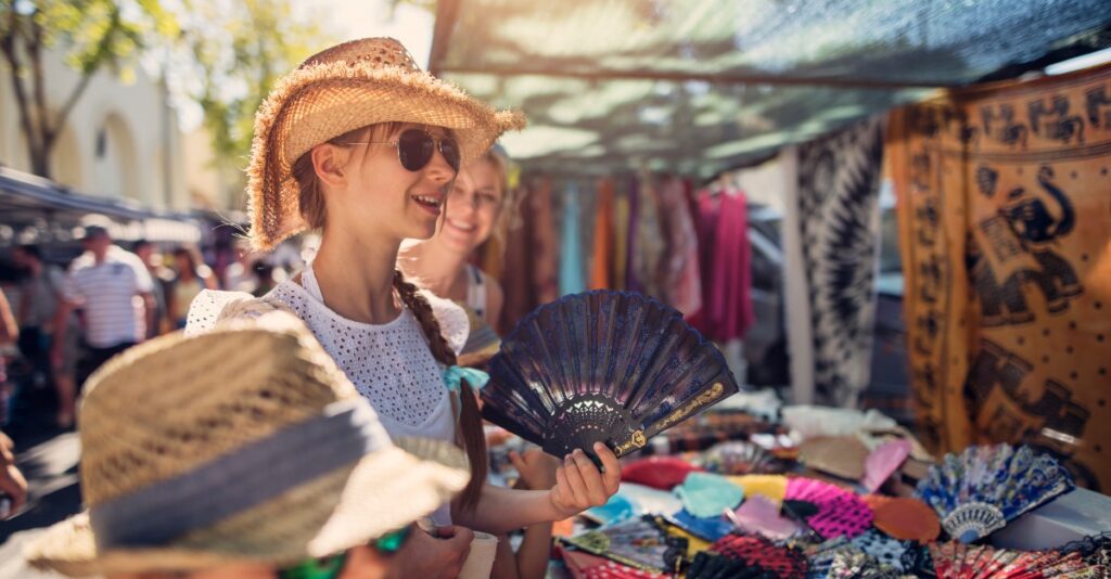 tourist buying souvenir