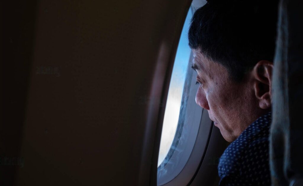 man on first time flight